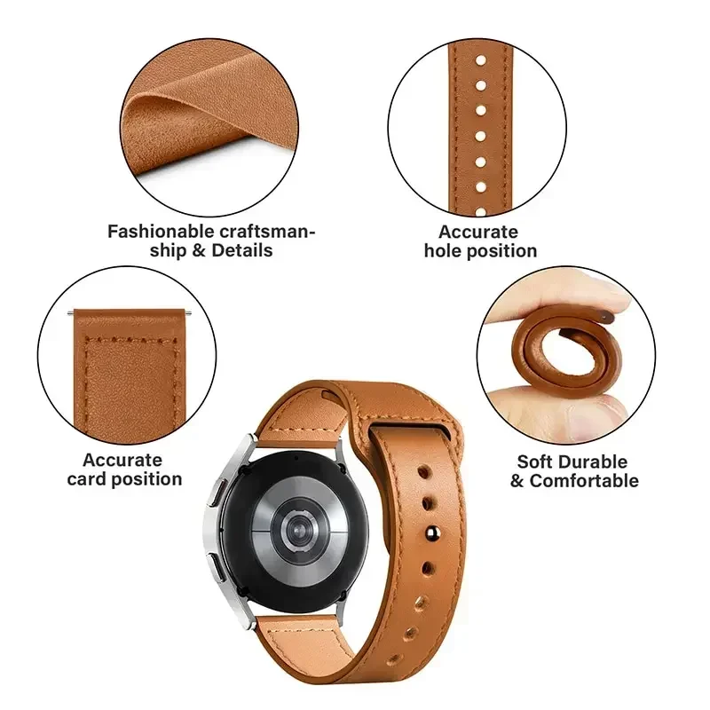 Leather Strap for Samsung Watch 6/4/5 40 44mm 43mm Pro 45mm bracelet 20/22mm Band for Galaxy Watch 4 Classic/Active 2/3 42 46mm