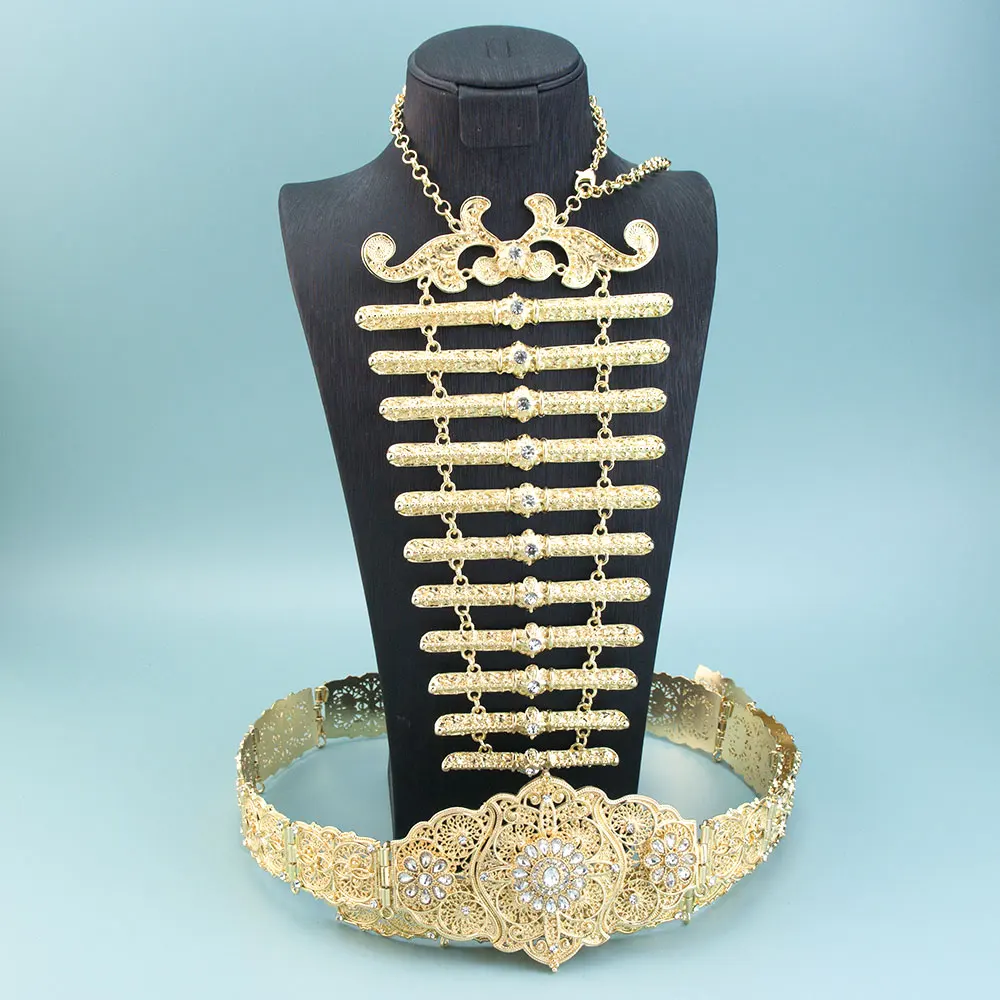 التقليدية Türkiye القوقاز حزام الزفاف مجموعة مجوهرات الزفاف الرقص اكسسوارات خمر المعادن النقش نمط حزام قلادة #3