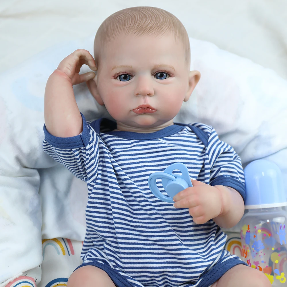 ตุ๊กตาเด็กผู้ชายรีบอร์นขนาด 19 นิ้ว คาเมรอน ทาสีเสร็จแล้ว ตัวทำจากไวนิลเนื้อนุ่ม ผิว 3 มิติ ของขวัญของเล่นคริสต์มาสคุณภาพสูง