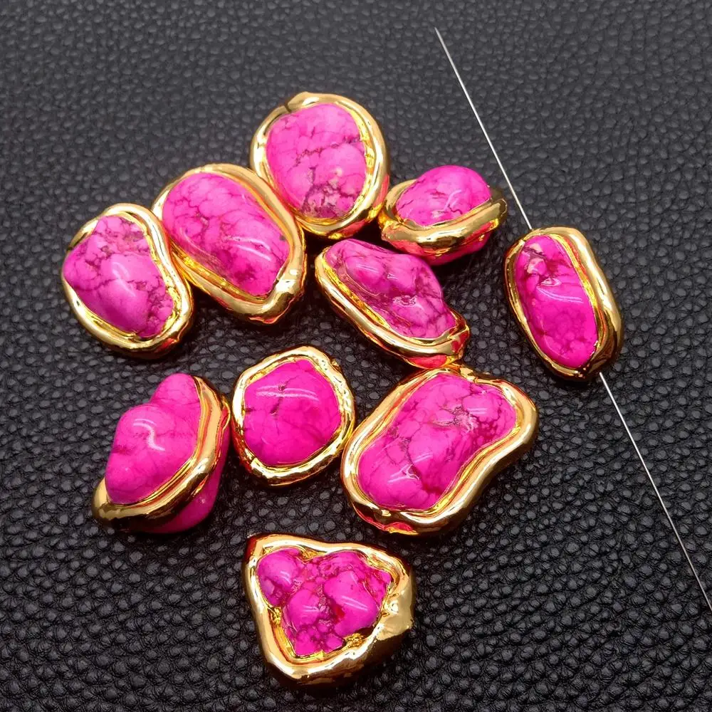 10 Pcs Pink Turquoise Free Form Spacer Loose Beads