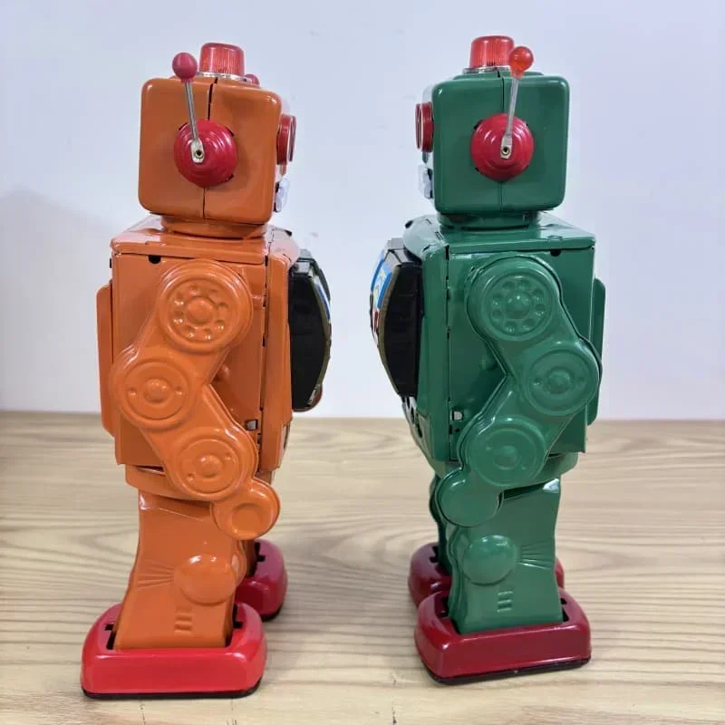 [Zabawna] Kolekcja dla dorosłych Retro Wind up zabawka Metalowa puszka Elektryczny obrotowy robot robot Mechaniczne mechaniczne figurki zabawkowe Prezent dla dzieci