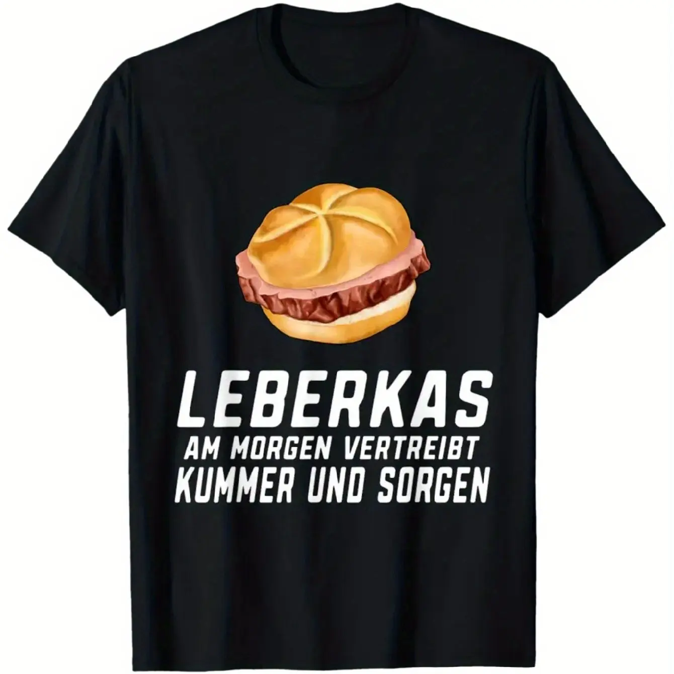 تي شيرت عشاق ألماني مضحك - تي شيرت Leberkas Liver Cheese & Meat Cheese Bavarian Sausage Design كاجوال بأكمام قصيرة ورقبة دائرية