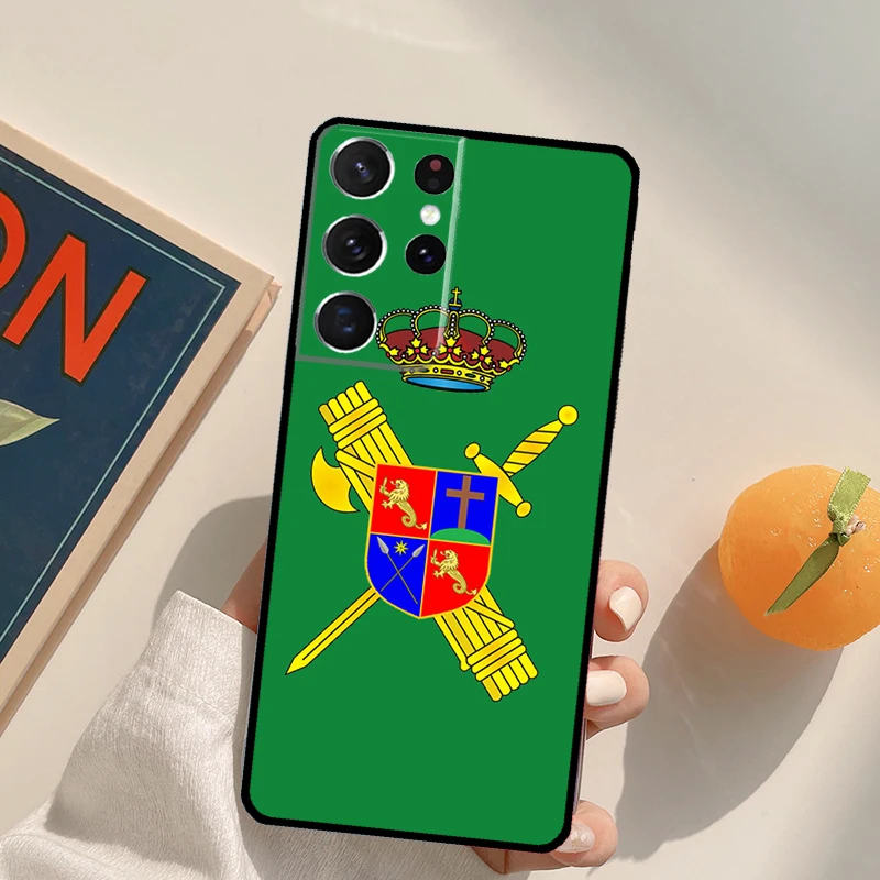 شعار الحرس المدني الاسباني قضية الهاتف لسامسونج غالاكسي S22 S23 S21 S20 FE الترا S8 S9 S10 زائد نوت 10 20 الترا الغلاف