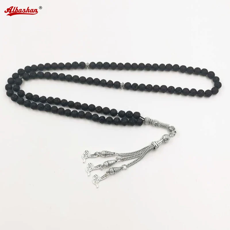 Tasbih 99 Beads Natural Lava beads muslim misbaha Volcanic stone (6mm x 99beads)