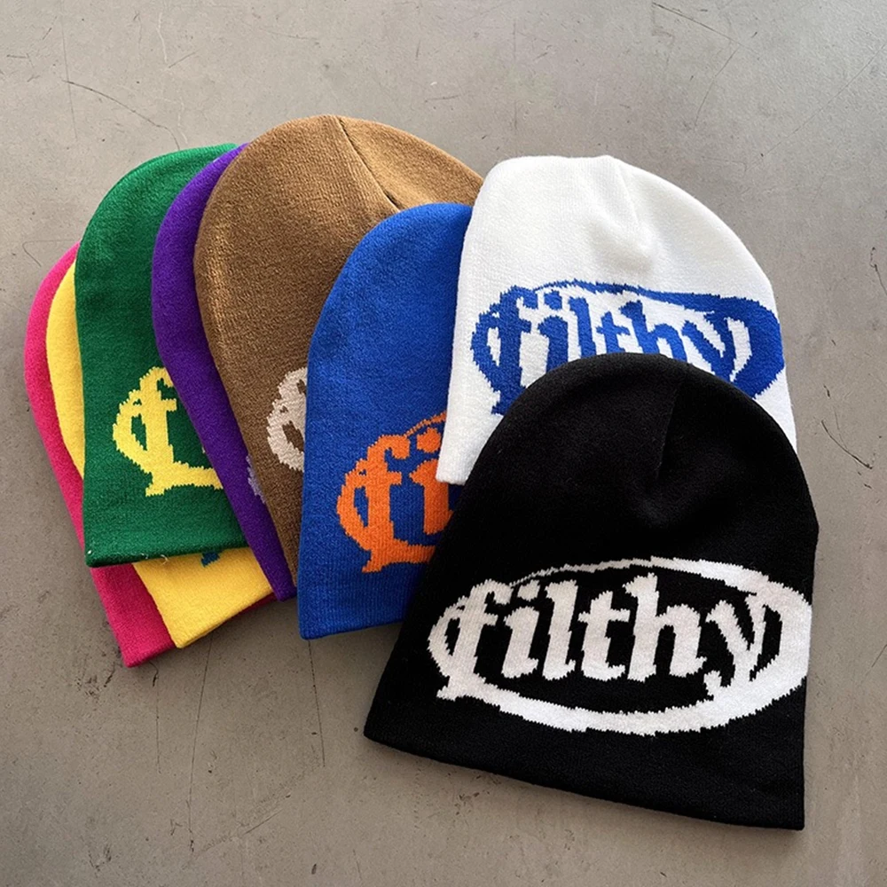 26FW High Quality Letter Graphic Print Casual Hat Outdoor Winter Skullcap Stretchable Beanie Women Men