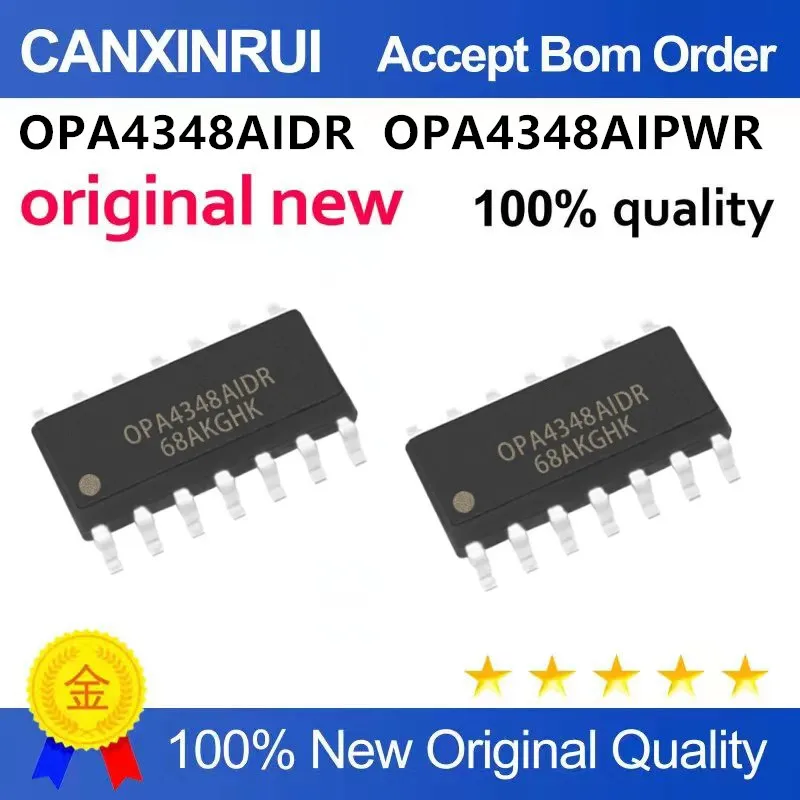 Circuito Integrado Original IC Chip, 100% Qualidade, OPA4348AIDR OPA4348A OPA4348AID SOP14 OPA4348AIPWR TSSOP14, Novo