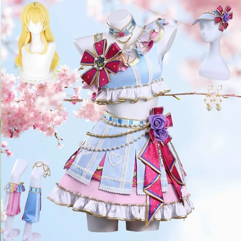 أزياء أنيمي هوشيميا إيتشيغو التأثيرية لفريق التشجيع فستان وردي لمرحلة الأداء لعب الأدوار مجموعة كاملة للنساء