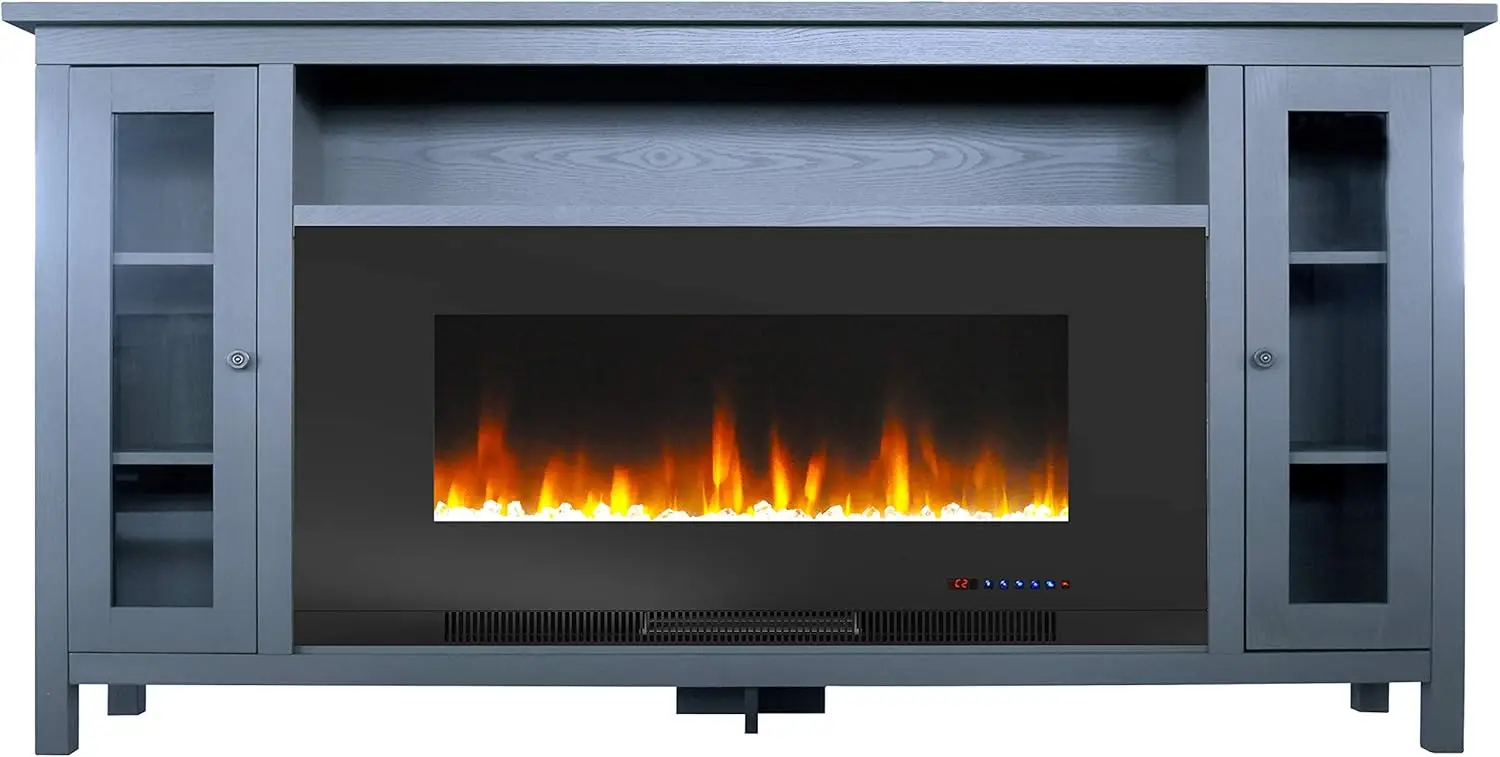 Cambridge set אח מנטל טלוויזיה 70 אינץ 'עם דלתות זכוכית 42 אינץ' צבע שינוי הוביל חשמלי