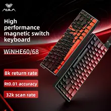 AULA WIN60 WIN68 HE Teclados magnéticos Esports Gatilho Rápido 8K Retorno RGB Hotswap Teclado Mecânico para jogos com fio para PC Gamer