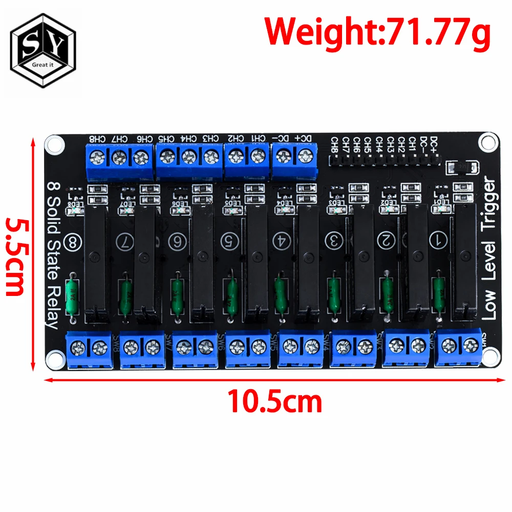 1PCS  8 Channel 5V DC Relay Module Solid State Low Level G3MB-202P Relay  SSR AVR DSP for arduino Diy Kit