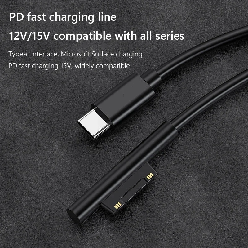 Fast Charging USB Type-C Power Supply for Microsoft Surface Pro 7 3 4 5 6 15V 3A PD Tablet Charger Adapter Cable Cord