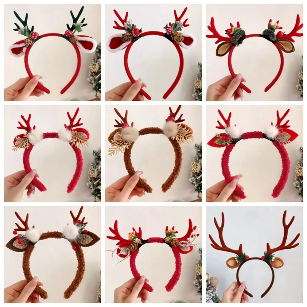 Cerceau de cheveux Elf Antlers pour la décoration de Noël, bande de sauna de Noël, bande de cheveux Elf, bande de cheveux de wapiti, bande de cheveux en corne de cerf, habillage de fête, nouvel an