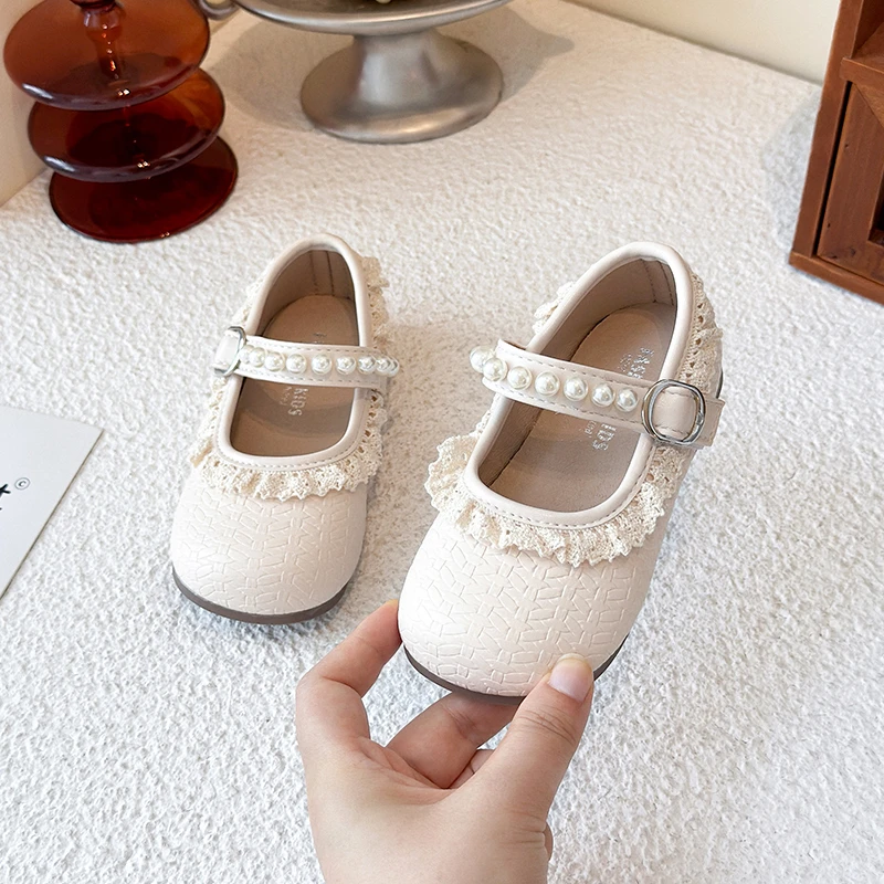 

Little Girl's Princess Shoes Plain Design Korean Style Shallow Children Flat Shoes Sweet Four Seasons Size 21-30 Kids Mary Janes