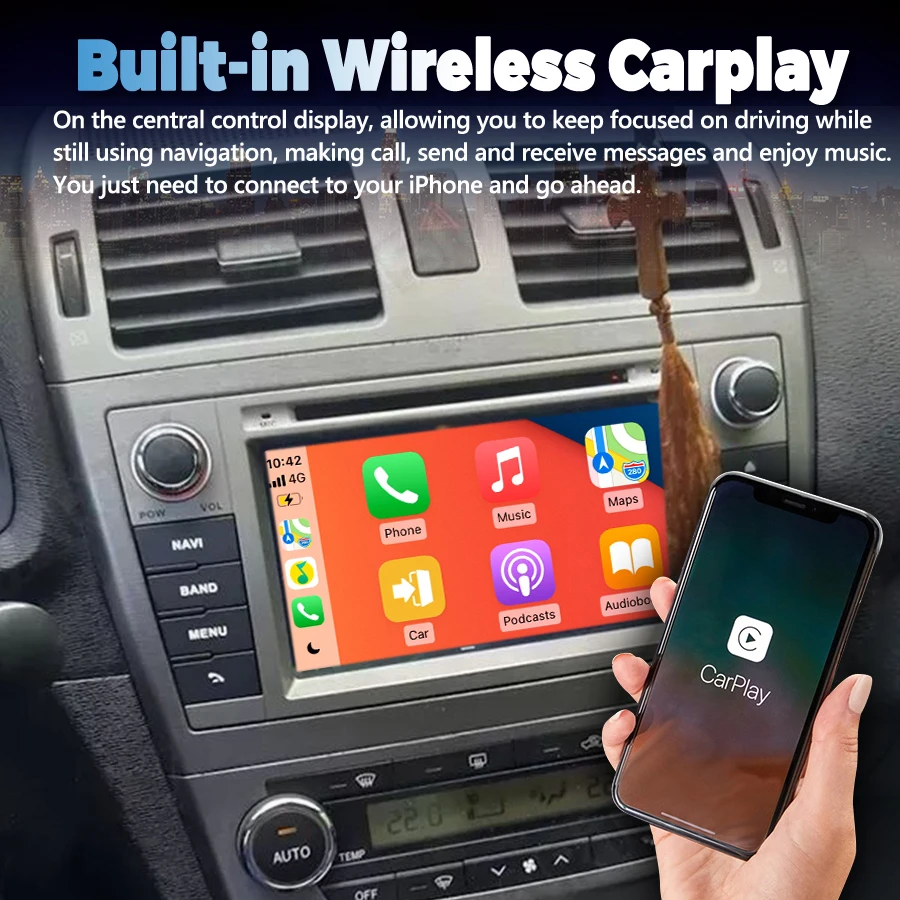 7 polegada ai voz carplay android 15 rádio do carro estéreo para toyota avensis 2009 - 2015 navegação gps multimídia tela do jogador de vídeo