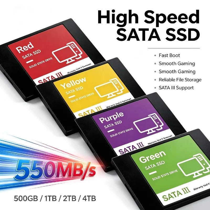 2026 Original 2.5 Inch SATA3 Internal SSD 500GB 1TB 2TB 4TB Solid State Drive Hard Disk for Laptop Desktop Pro Max Unit Plus