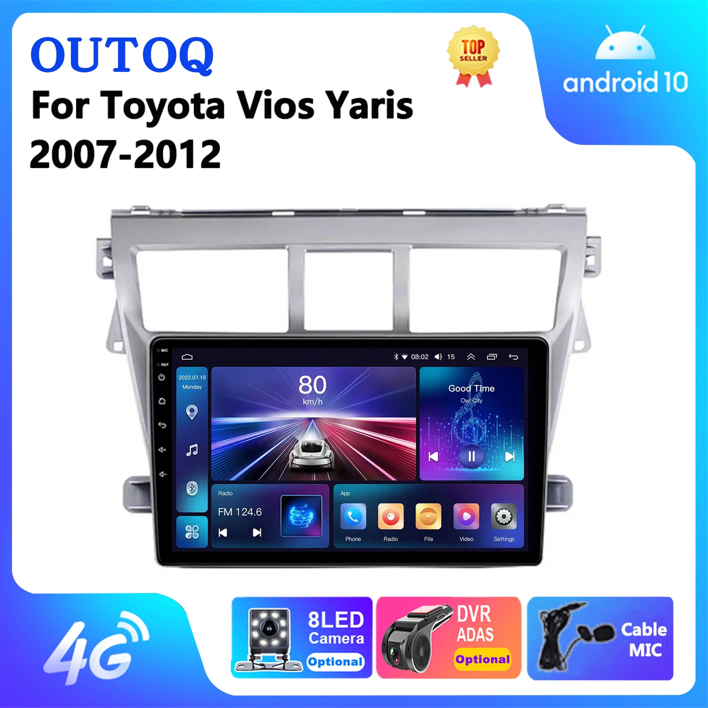 

Android For Toyota Vios Yaris 2007-2012 Player GPS Navigation Wireless Carplay Radio Automotive Multimedia DSP car audio