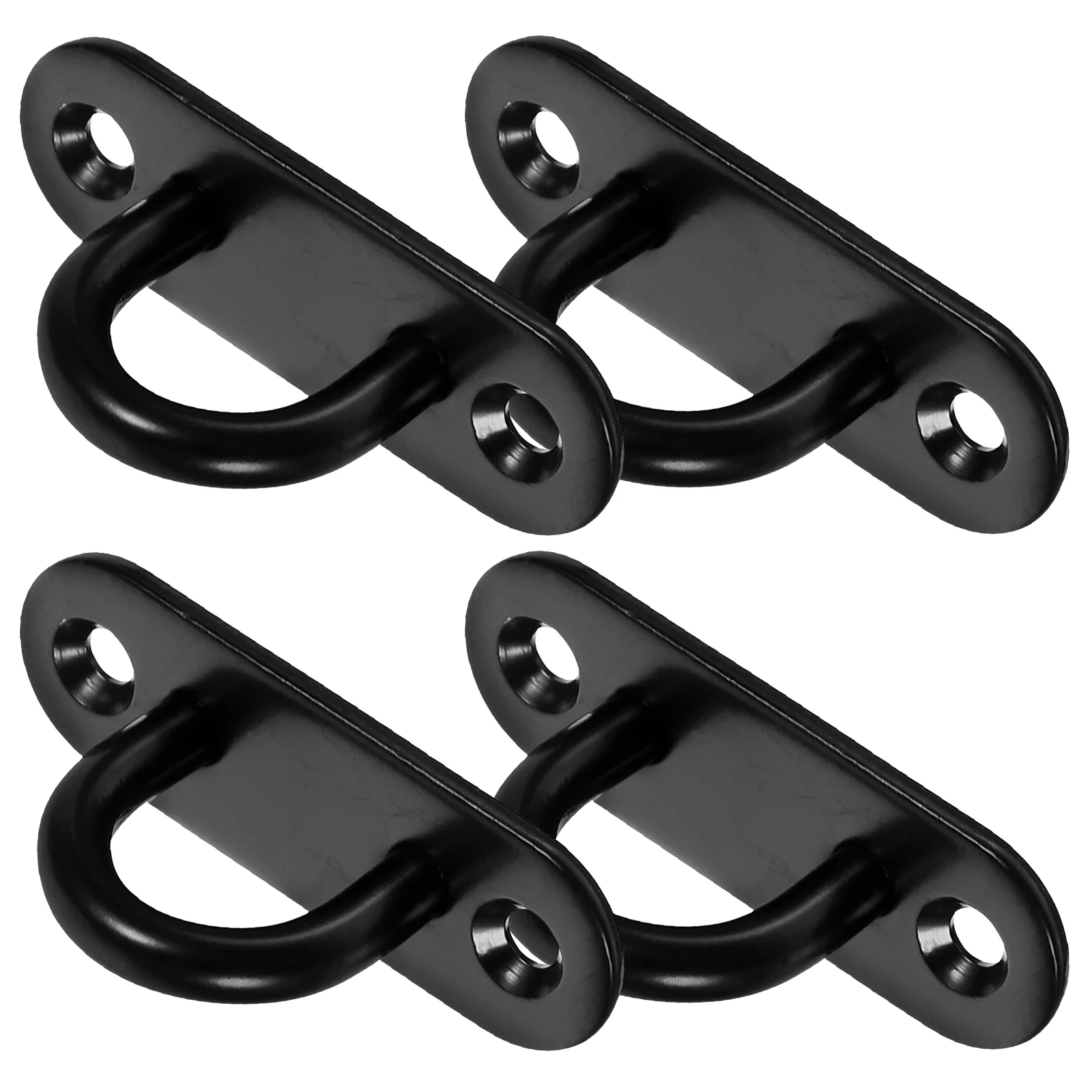 

4 pcs Stainless Steel Pad Eye Plate Hooks U Shape Heavy Duty Ceiling Mounting Black Ellipse M6 Gym Shaping Accessories
