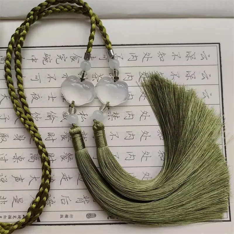 Accesorio de cintura Hanfu, colgante de borla, cadena de cuerda para la cintura, adornos de cintura Vintage chinos para mujer, colgante de Jade, paso prohibido para hombres