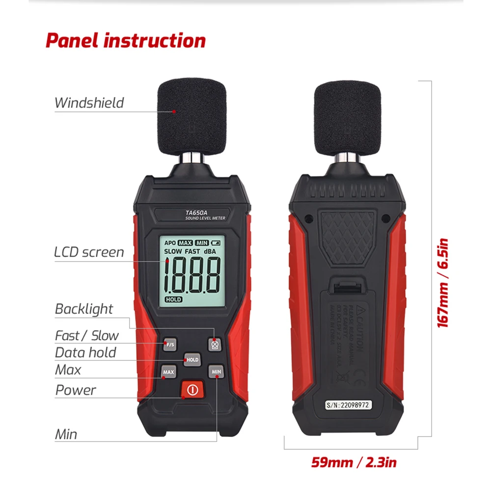 Imagem -03 - Handheld Digital Sound Level Meter Noise Meter Decibel Detector Audio Noise Tester Tester Medição Instrumento Ta650a 30130db