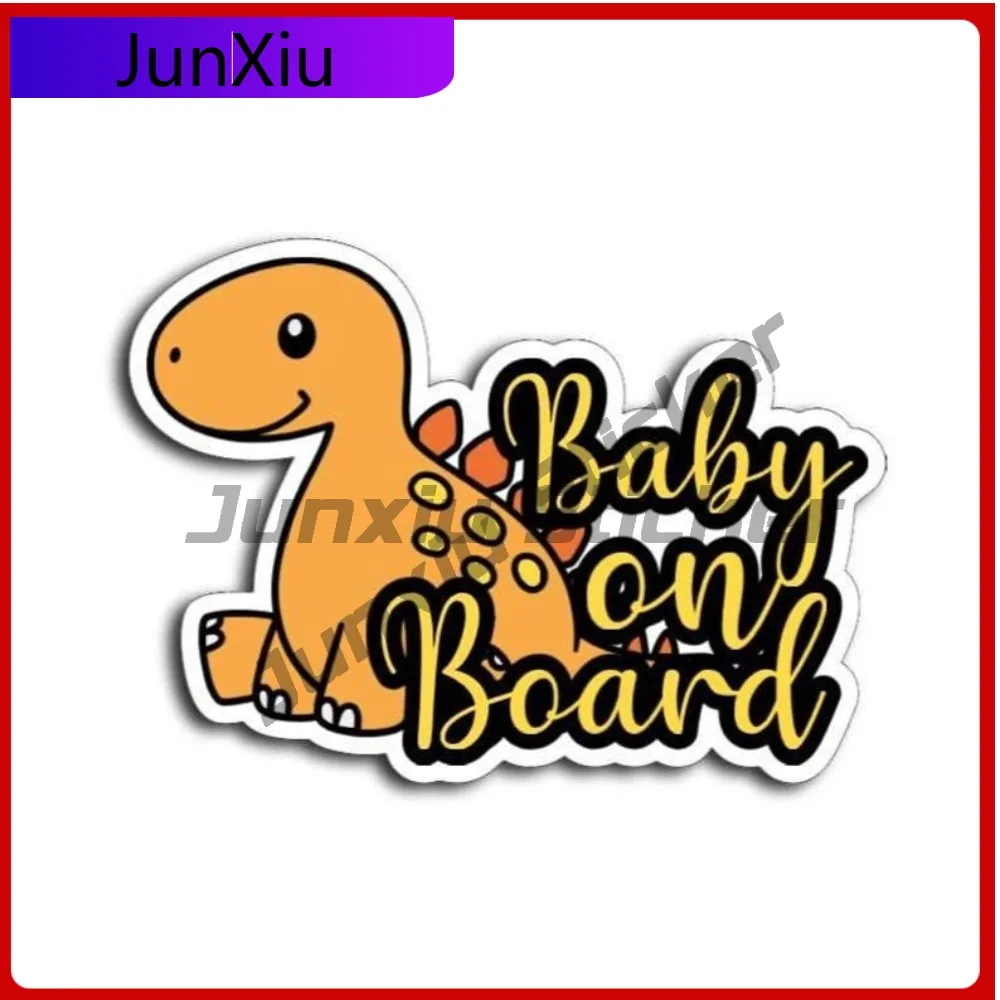 

Baby On Board Dinosaur Vinyl Decal Cute Car Sticker Orange Dino Baby Safety Sign Baby Waterproof Scratch-proof Exterior Motorcyc