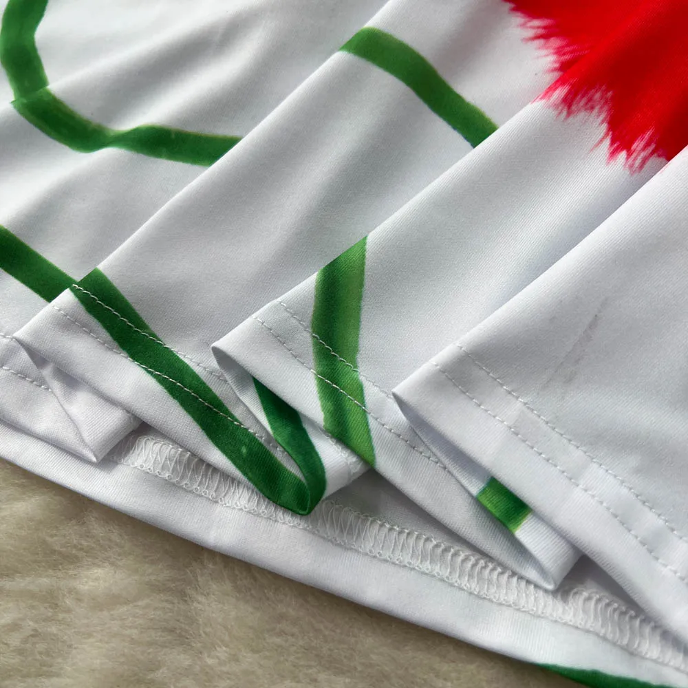 فستان ريترو هوتسويت مطبوع نحيف بدون أكمام أنيق لقضاء عطلة الشاطئ للنساء فساتين صيفية عصرية كورية