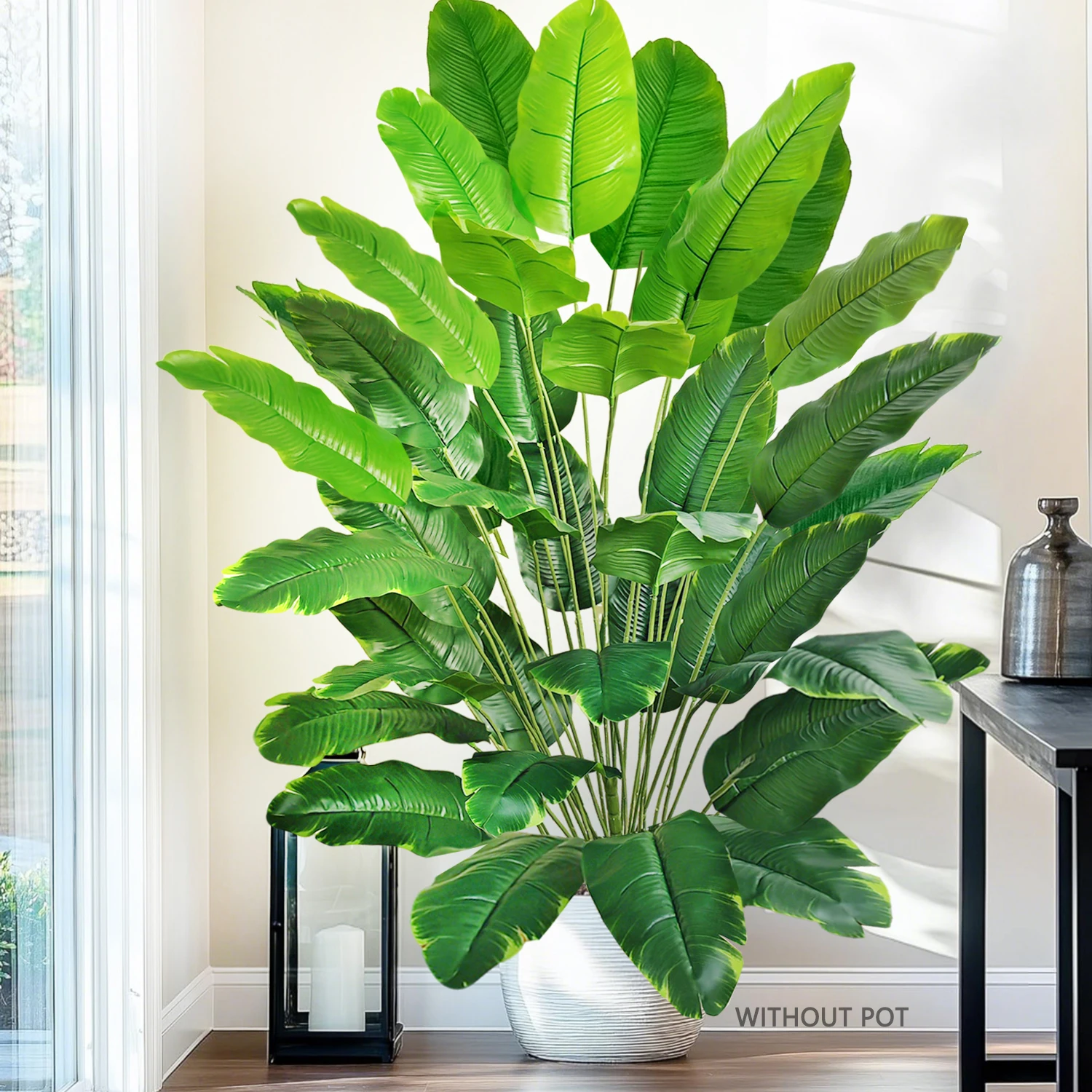 65-142cm Large Tropical Palm Tree Fake Banana Plant Leaves Real Touch Strelitzia Reginae Plastic Plant for Home Garden