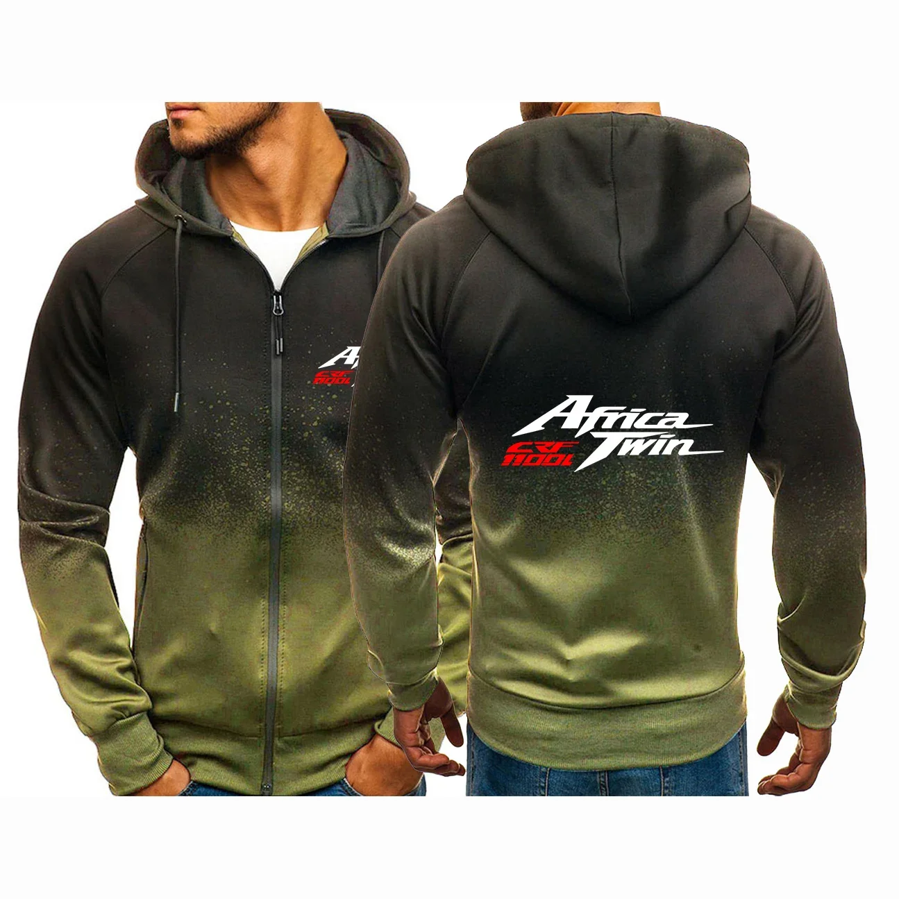 2024 Africa Twin Crf 1000 L Crf1000 Logo Print Gradient Color Hooded Jacket Spring Autumn Mens Zip Hooded Long Sleeve Loose Coat