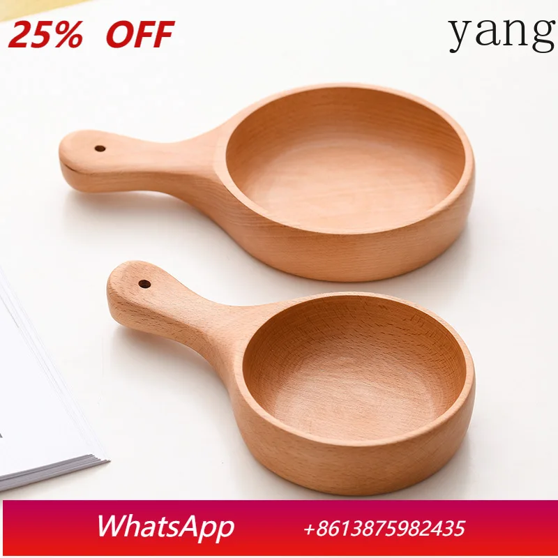 

LMM handle salad bowl creative wooden tableware Nordic fruit pizza pickle bowl