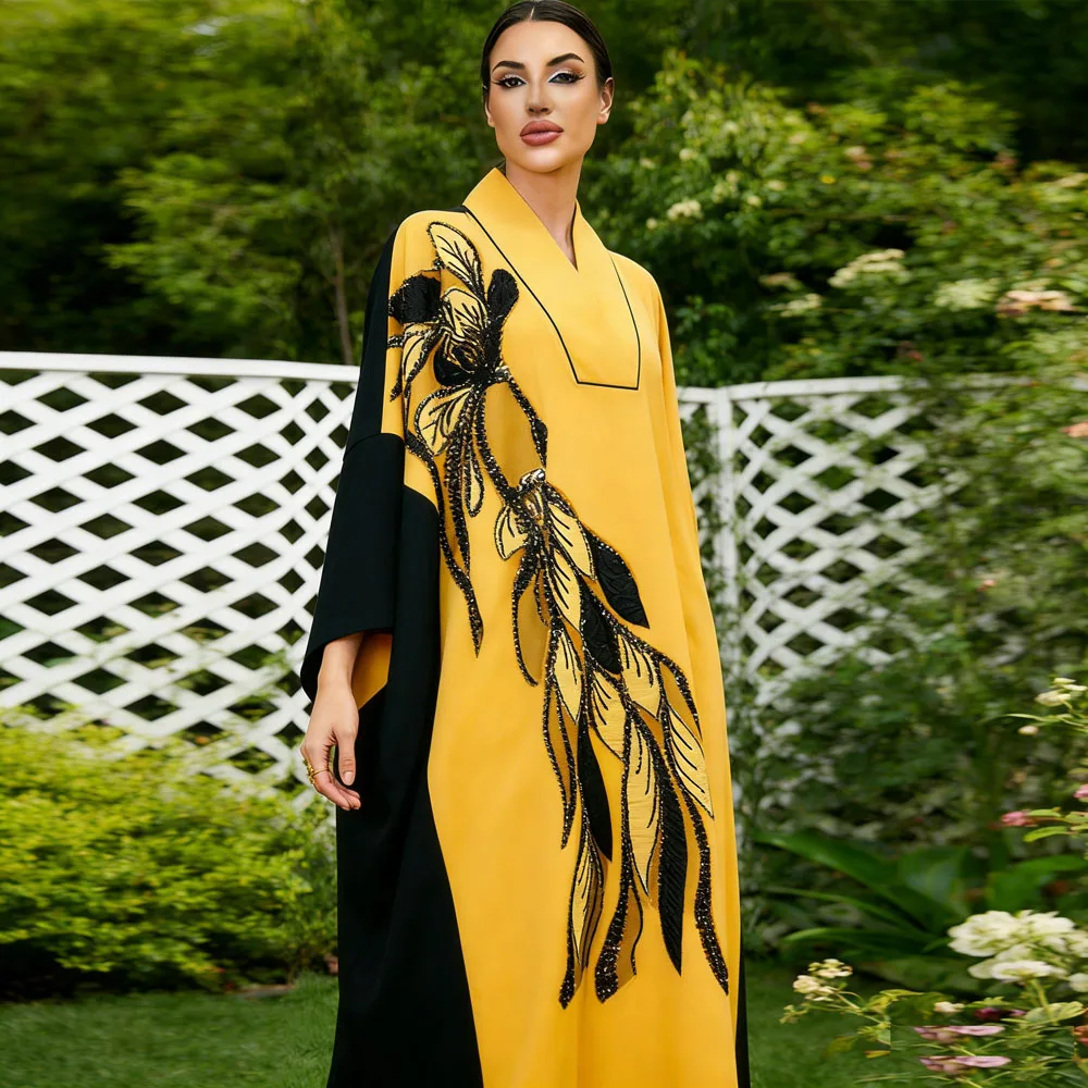 

Дубай, Саудовская Турция, мусульманская Абая, Рамадан, платье с рукавами «летучая мышь», марокканский кафтан, скромное длинное платье для женщин, свободный кафтан