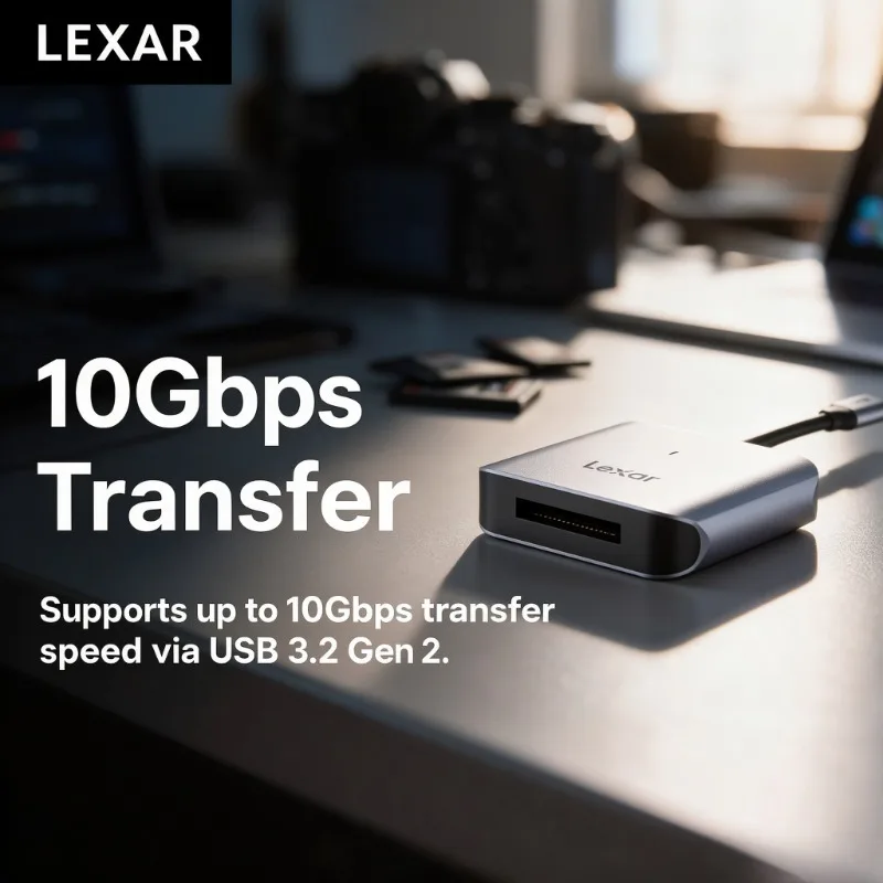 Lexar RW510 CFexpress Card Reader Type B Up to 10Gbps USB 3.2 Gen 2 8K RAW Compact Portable for Camera Data Transfer