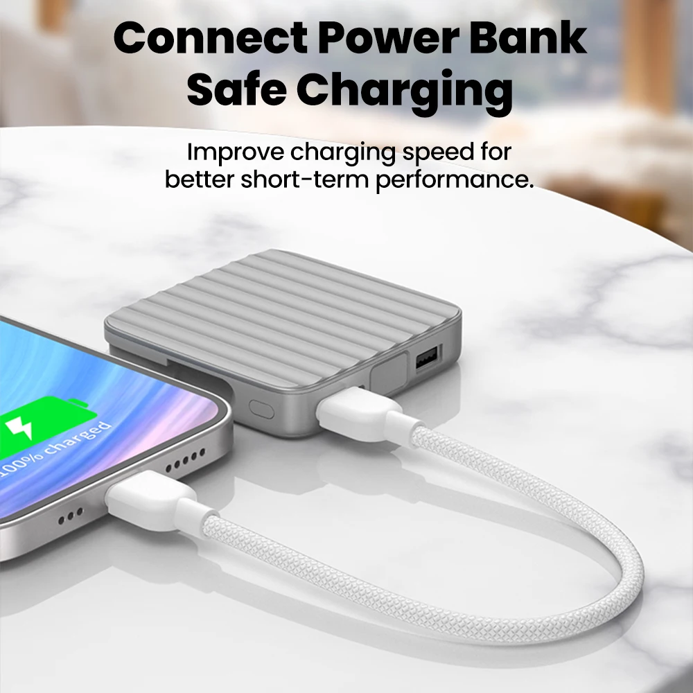 20CM Short USB C Cable 60W Fast Charging Type C To Type C Cable Portable Power Bank Cable for iphone 15 16 Samsung Huawei Xiaomi