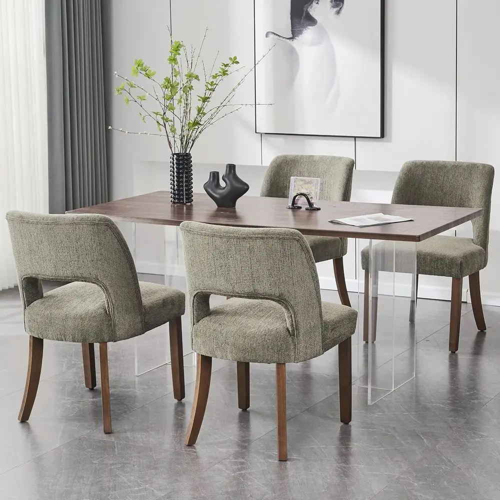 

Wooden Dining Chairs Set of 4, Modern Fabric Upholstered Dining Room Chair Kitchen Chairs, Farmhouse Dinner Chair for Kitchen D