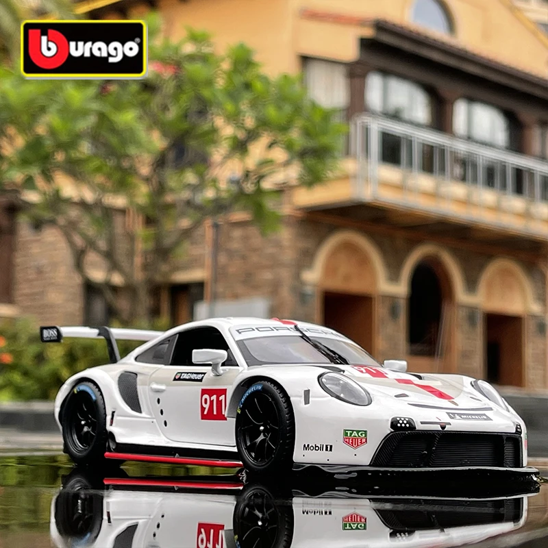 Bburago 1:24 Porsche 911 RSR Alloy Racing Car Model Diecast Metal Toy Sports Car Model High Simulation Collection Childrens Gift