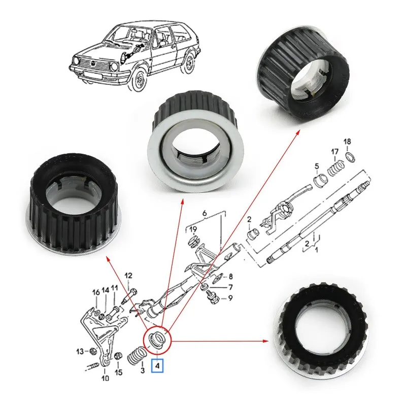 ABQB-4Pcs Rodamientos de Bolas para Columna de Dirección 171419517B para VW Golf Jetta Passat Caddy Corrado Scirocco Seat
