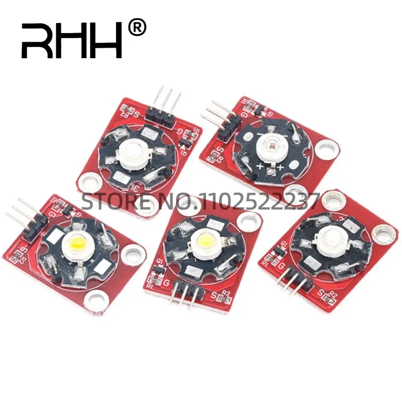 3W High Power LED Module Blue/Green/Purple/Red/White/Yellow LED with PCB Chassis for Arduino STM32 AVR