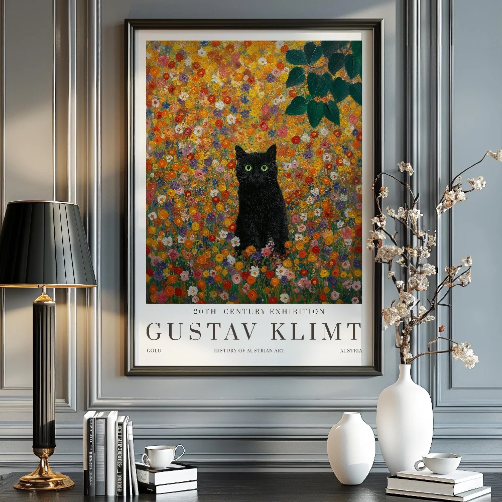 Gustav Klimt Vintage Golden Moon Floral Animal deer Peacock Canvas Painting Wall Art Poster Picture Home Decor Mural Cuadros
