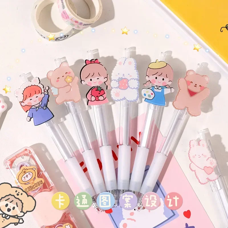 

36pcs cartoon neutral press to start lovely girl chip large capacity solid color sketch cute homework pen