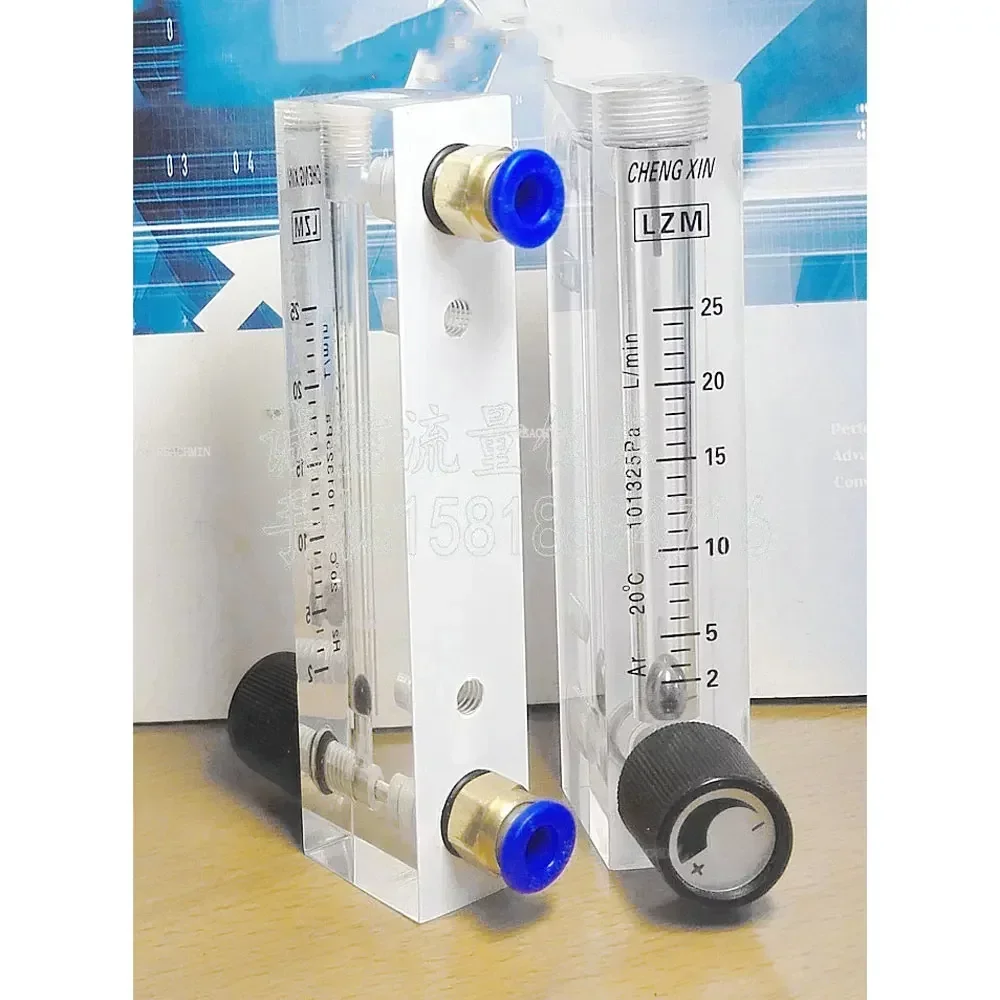 

0.1-1 0.3-3 0.5-5 1-10 2-20 2-25LPM LZM-8M Adjustable Panel Ar Rotameter With Valve Push In Fit 6 OD Tube