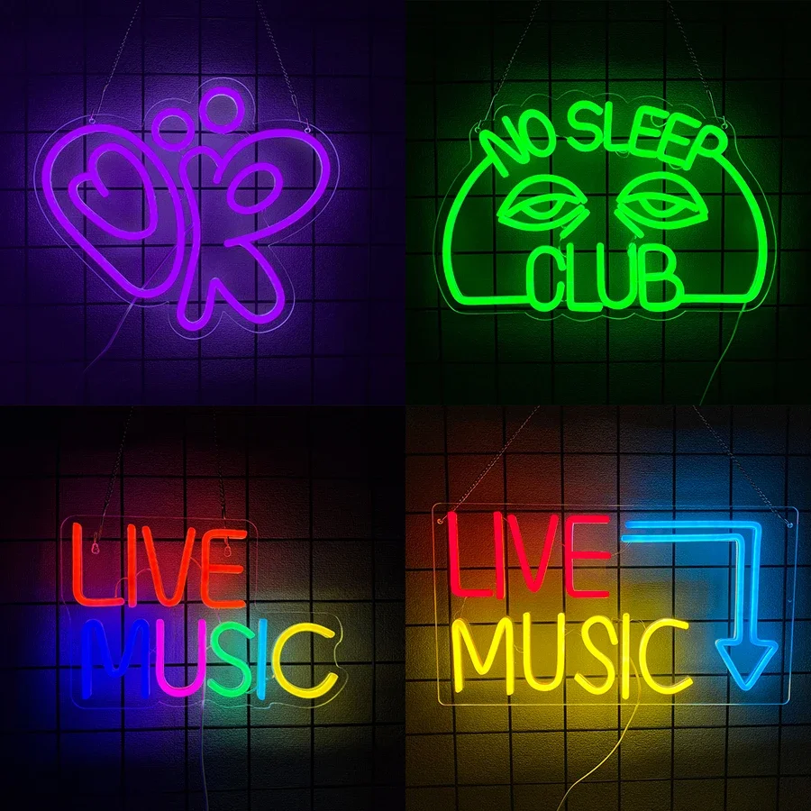 

Неоновая вывеска с живой музыкой для декора стен, светодиодная неоновая вывеска без клуба сна для музыкальной студии, пивного бара, спальни, вечеринки, клуба, питание от USB