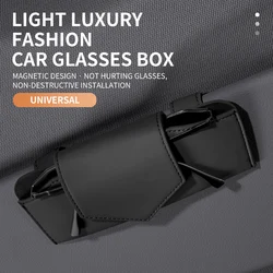 Car GlassesCase Visor Nappa Leather Glasses Clip Main Driver Sunglasses Clip Sunglasses Car Storage Box Glasses Frame