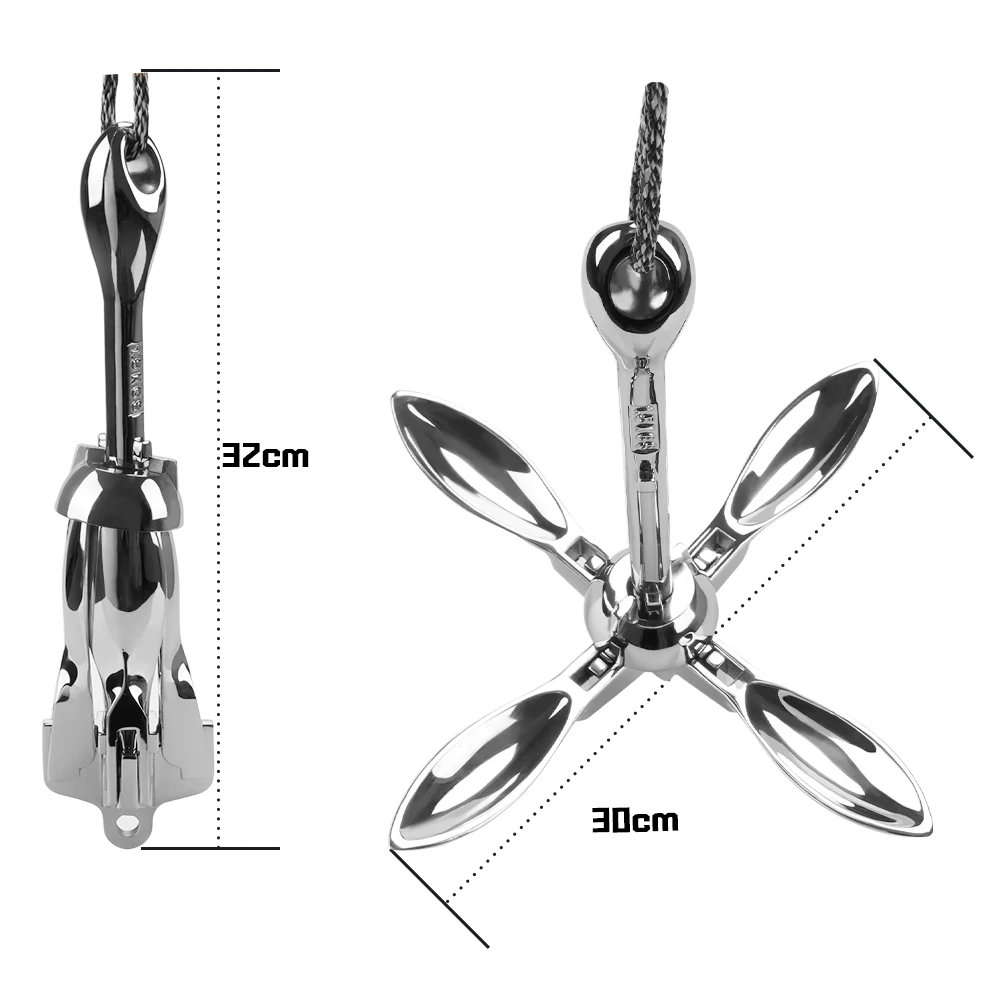 Marine Boat Yacht Accessories 1.5kg Boat Folding Grapnel Anchor 316 Stainless Steel 3.3Lb Anchor