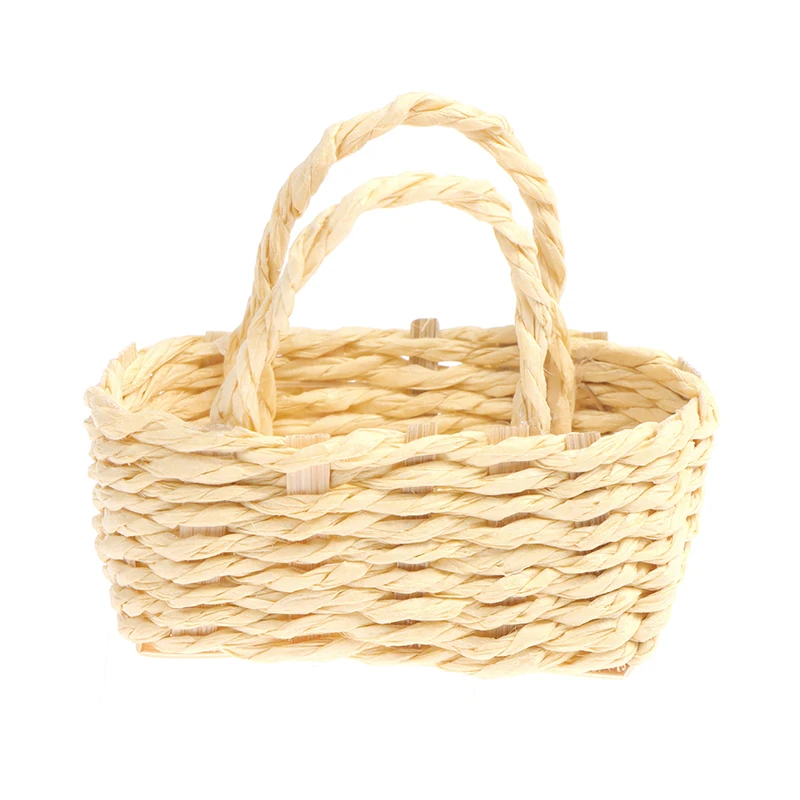 1/12 Dollhouse Mini Rattan Storage Basket Simulation Vegetable Fruit Basket Kitchen Model