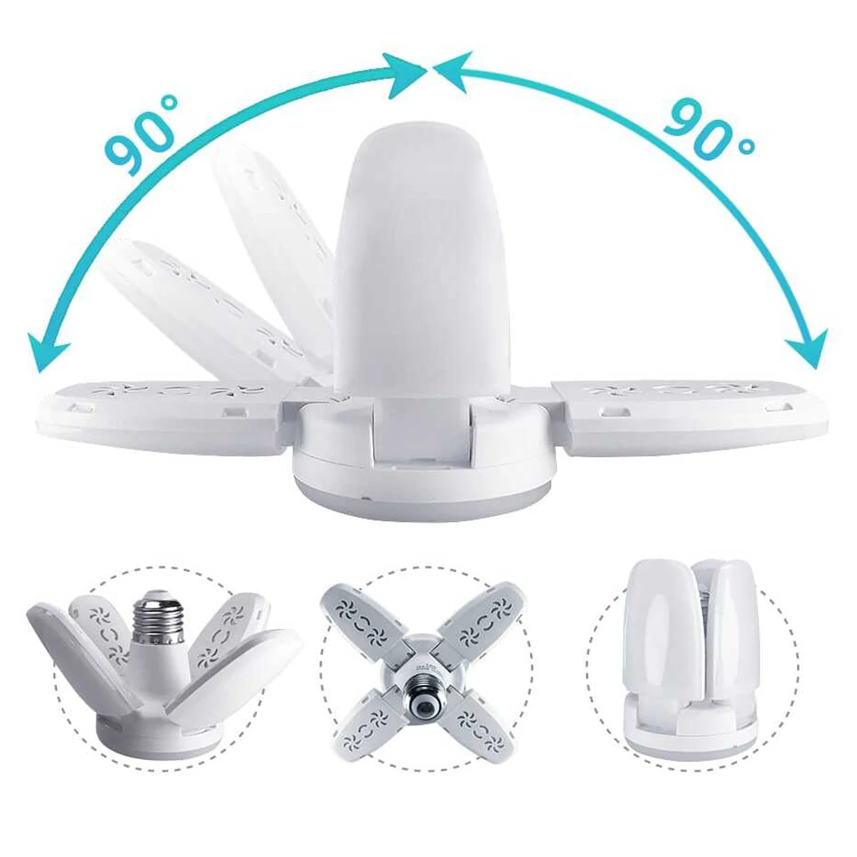 E26 E27 LED Bulb Fan Blade Timing Lamp Foldable LED Light Bulb Four Leaf AC85-265V 28W For Home Ceiling Lighting Garage Basement