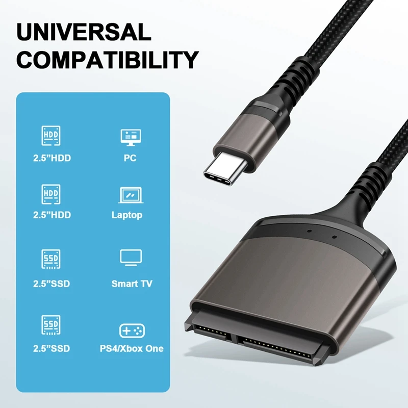 Sata To USB C Adapter SATA Cable 2.5Inch External SSD HDD  Adapter Cable Hard Drive 22 Pin Sata III For PC