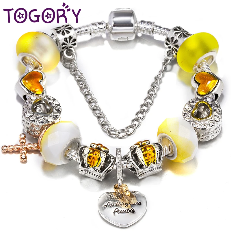 Fashion New Trendy Brand Charm Bracelets Fits Crown Cross Beads Bracelets Bangles For Women Men Bijoux Pulseras Jewelry Gift