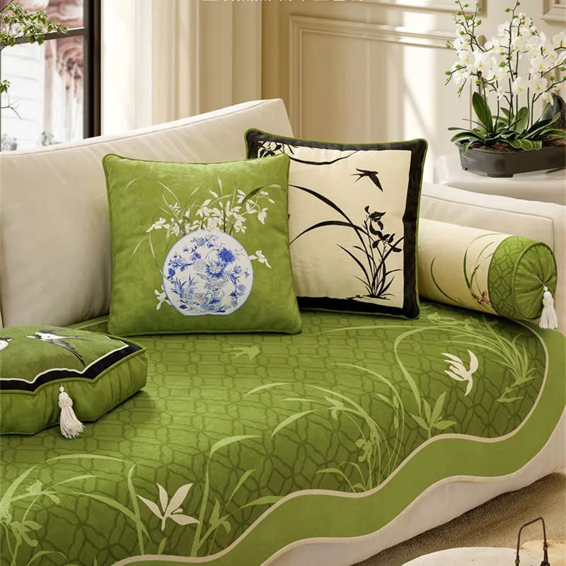 Blue White Porcelain Throw Pillow Cover Decorative Chinoiserie Floral Chair Back Cushion Case Pillowslip Square  for Sofa Couch
