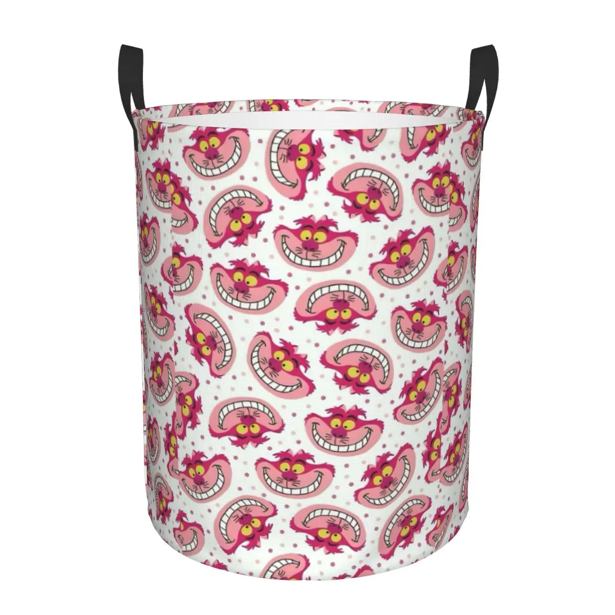 

Custom Cheshire Cat Laundry Basket Foldable Mysterious And Cute Clothes Hamper for Baby Kids Toys Storage Bin