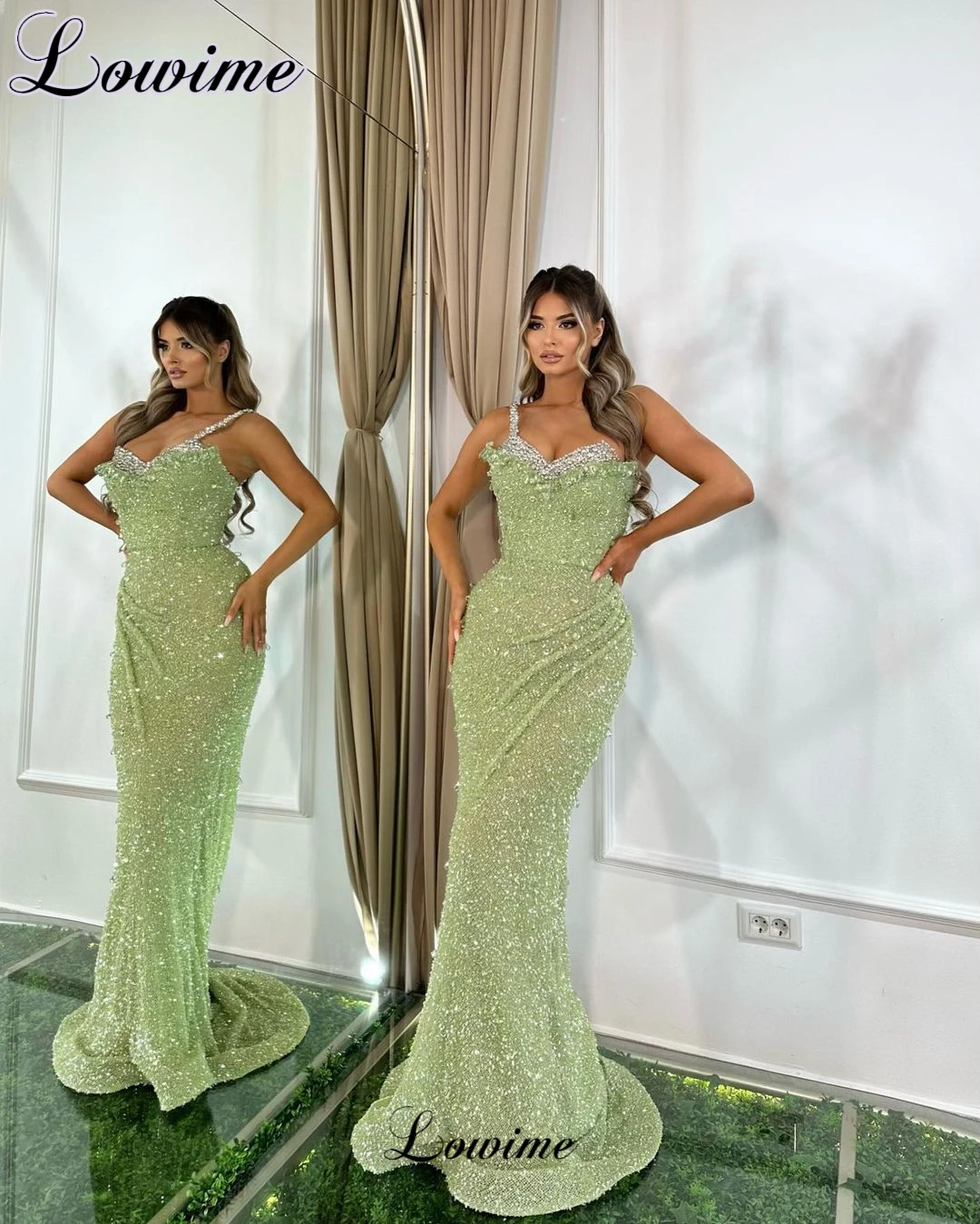 Sleeveless Green Mermaid Cocktail Dresses 2023 Sexy Prom Dresses With Crystals Wedding Party Dresses Vestidos De Cóctel Custom