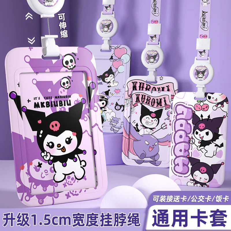 

New Cartoon Sanrio Kuromi Lanyard Card Holder ID Bus Subway Access student Card Neck Strap Hang Rope Lariat Card Holder Gifts