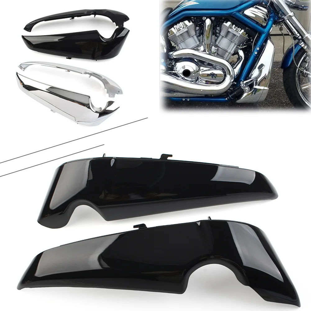 Radiator Side Covers Engine Shrouds Protector ABS Left+Right 2Pcs For Harley Davidson V Rod VROD VRSC 2001-UP Chrome/Gloss Black